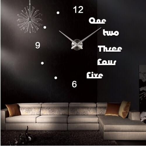 Home decor wall clock modern design needle wall clock vintage acrylic mirror wall watch pendule horloge murale