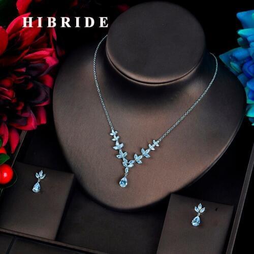 HIBRIDE New Arrival Indian Jewelry Set Wedding Bijoux Set Pendientes Mujer Moda Women Fashion Jewelry Wholesale Price N-604