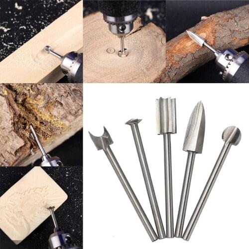 Woodwork Shank Milling Cutters White Steel Sharp Edges Woodworking Tools Three Blades Wood Carving Knives Electric drill