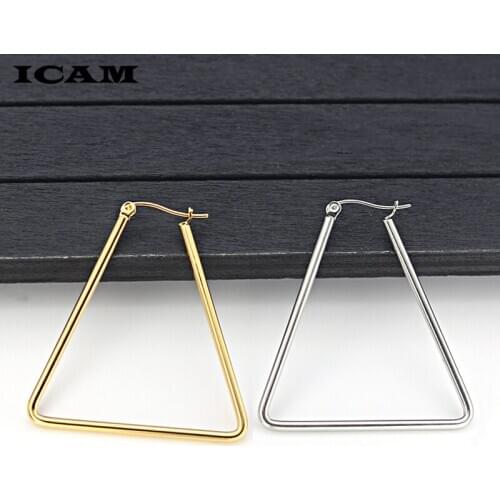 ICAM ohemian Style Triangle Hoop Earring For Women Gold Color Big Circle Earring Vintage Party Accessories Ethnic Jewelry