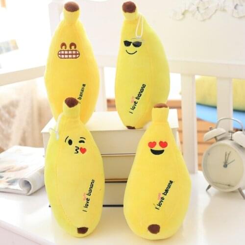 20CM Cute Plush Banana With Expression Pendant Soft Stuffed Fruit Dolls Small Plushie Kids Toys Home Decor