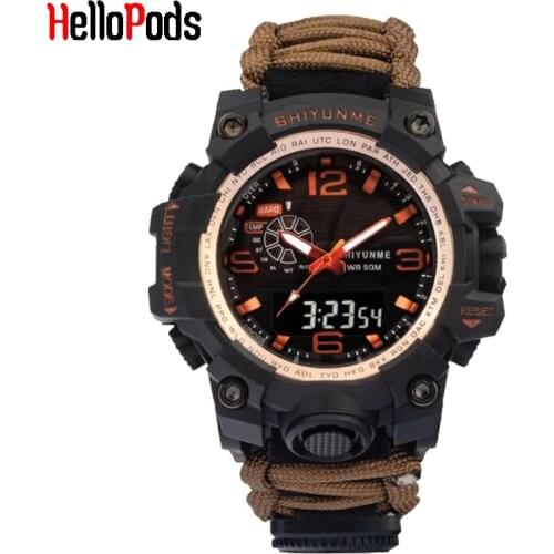 Men Sports Watches Outdoor Adventure Mountaineer Hiking Compass Luxury Brand LED Digital Clock Military Waterproof Wristwatches