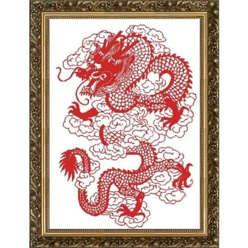 Dragon cross stitch package simple design18ct 14ct 11ct white fabric cotton silk thread embroidery DIY handmade needlework