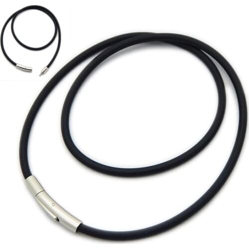 New 2mm Black Leather Cord Wax Rope Chain Necklace Stainless Steel Tube Clasp DIY Unisex Necklaces Chain Jewelry Accessories