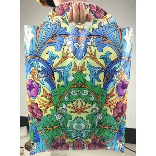 Wholesale 50pcs Dress Print Pink Plastic Bag 25x35cm Big Jewelry Boutique Gift Packaging Plastic Shopping Bags With Handle