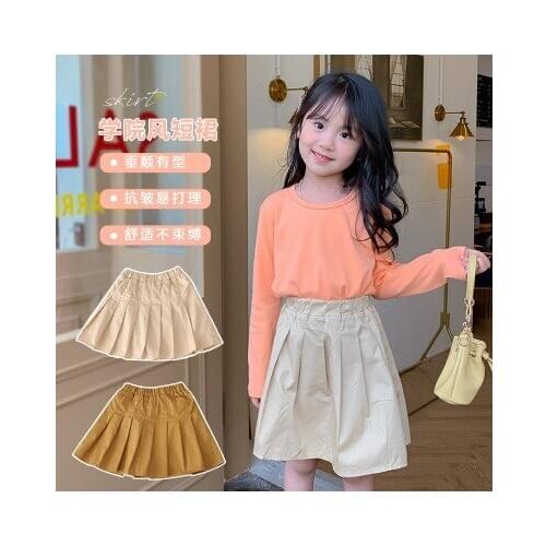 Girls' Autumn Skirts British College Style Kids Pleated Skirts 2020 New Baby Girl Clothes Childrens Casual Solid A-line Skirt