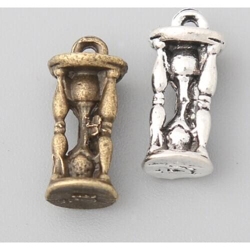 RAINXTAR Fashion Alloy Hourglass Pendant Charms Handmade Jewelry Sandglass Charms 7*16mm 100pcs AAC1955