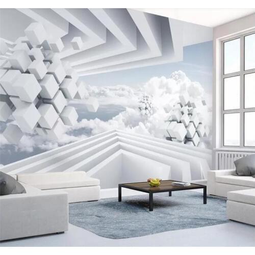 Custom wallpaper creative 3d large mural abstract space blue sky white clouds background wall paper 3d Papel de parede
