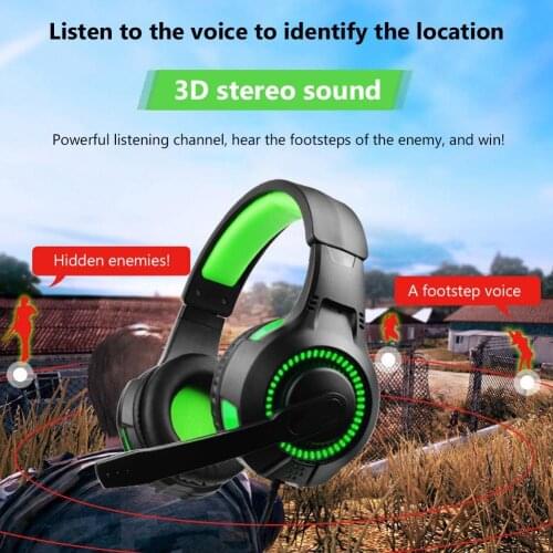 3.5mm USB Plug Wired Headphones Over Ear LED Earphone Heavy Bass Gaming Headset for