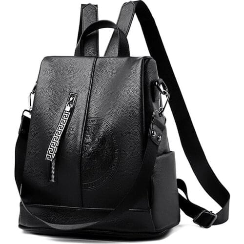 Luxury Brand Women Leather Backpack Girl School Bag Large Capacity Travel Backpack Fashion Multifunction Anti-theft Shoulder Bag