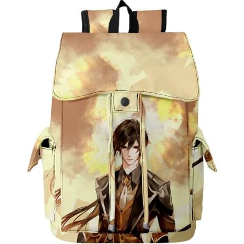 3D Genshin Impact Game Drawstring Backpack Boys Girls Large Capacity Oxford Waterproof Mountaineering Bag Backpack Schoolbag