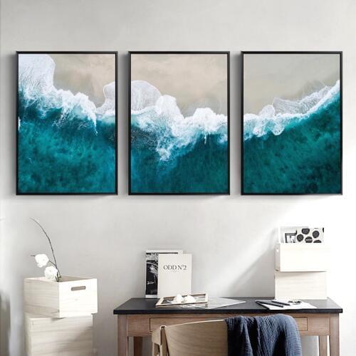Scandinavian Sea Ocean Landscape Canvas Art Wall Picture Posters Nordic Style Modern Print Painting for Living Room Decor