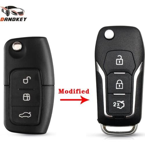 Dandkey 3 Buttons Modified Flip Folding Remote Key Flip Fob Shell For Ford Focus 3 Fiesta Connect Mondeo C Max Smart Key Case