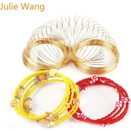 Julie Wang 100 Circles 6mm Steel Memory Wire For Necklace Bracelet String Jewelry Making Accessory