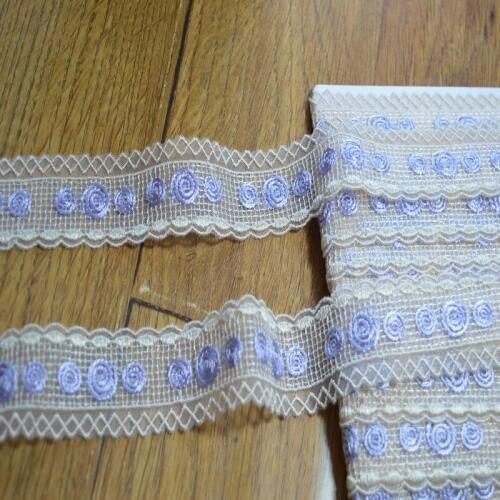 2yds/lot)complexion gauze purple floral embroidery Hight quality lace fabrics embroidered lace trim-17052025