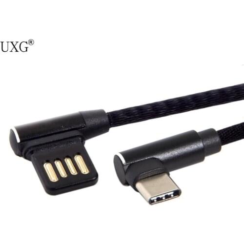 USB-C 3.1 Type-C to Left Right Angled 90 Degree USB 2.0 Data Cable with Sleeve for Tablet & Phone 15cm