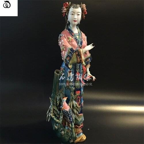 WU CHEN LONG Ancient Classical Beautiful Women Statue Lady Art Sculpture Ceramic Craft Chinese Style Home Decorations R7037