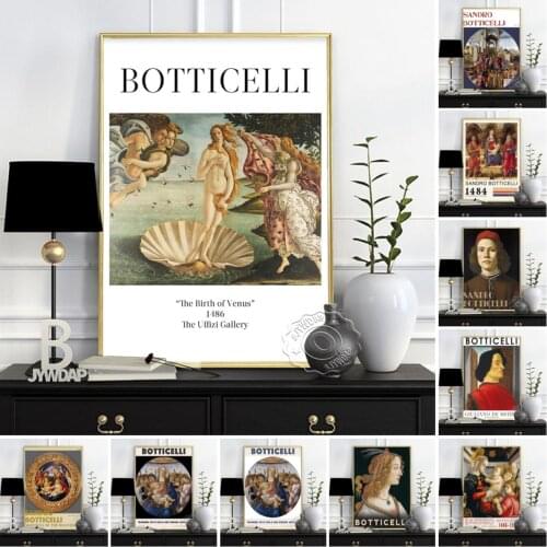 Sandro Botticelli Exhibition Museum Poster, The Birth Of Venus Madonna Of The Magnificat Canvas Painting, Vintage Art Home Decor