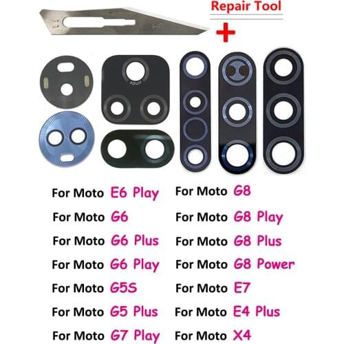 New Back Rear Camera Glass Lens For Motorola Moto E6 Plus G5 G5S G6 X4 G7 G8 G9 Play Plus Force G8 power Lite Replacement