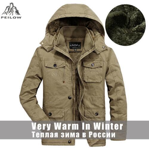 Plus Size L-6XL,7XL,8XL winter jacket men Thicken Fleece Warm 100% Cotton Fur Hooded Men Parka Outwear mens Jackets and Coats