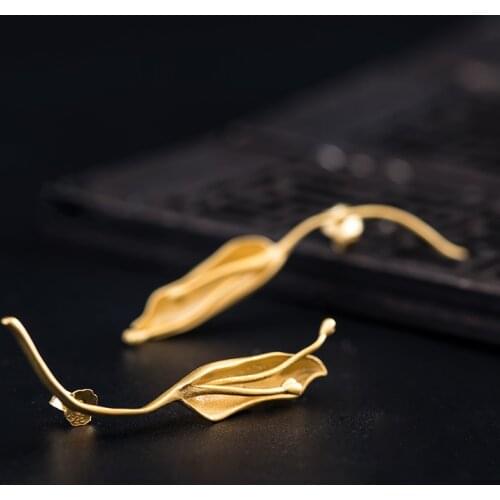 VLA 925 Sterling Silver Unusual Earrings Womens Aesthetic Fashion Bud Flower Earrings 2021 Trend Accessories