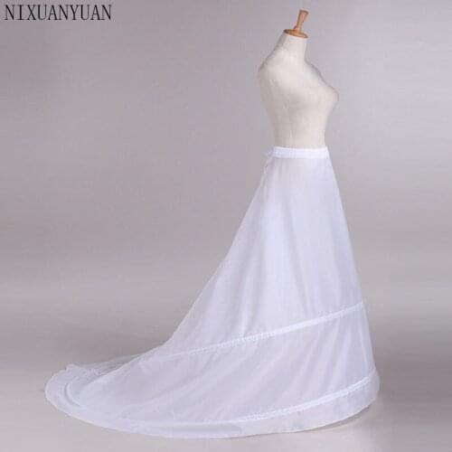Womens Mermaid Floor Length Trailing Petticoats Crinoline 2 Hoops Ball Gown Underskirt Elastic Waist Drawstring Wedding Dress