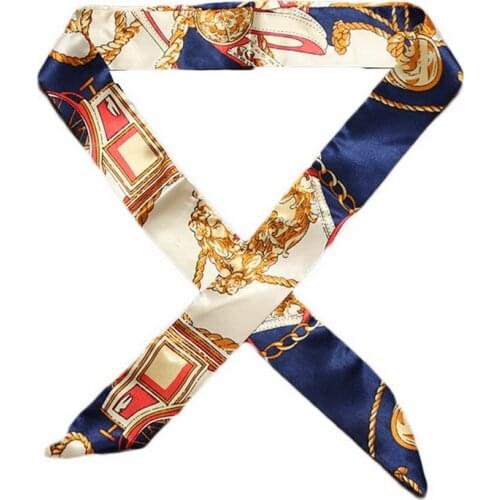 Women Mini Twill Floral Scarf Handle Tie Bag Belt Strap Handbag Accessories Headband Ribbon Bow Tie Decoration Bag Accessories