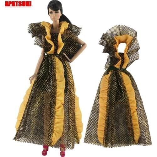 Golden Outfits Dress for Barbie Doll Clothes Party Dresses Clothing for 1/6 BJD Dolls Dress House Accessories Kid Toy Best Gifts