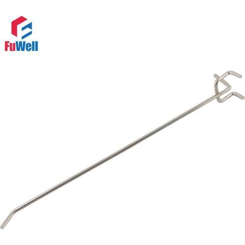 10pcs 200mm Length 25mm Hole Pitch Popular Supermarket Display Hooks 3.3mm Wire Dia. Metal Chrome-plated Pegboard Hooks