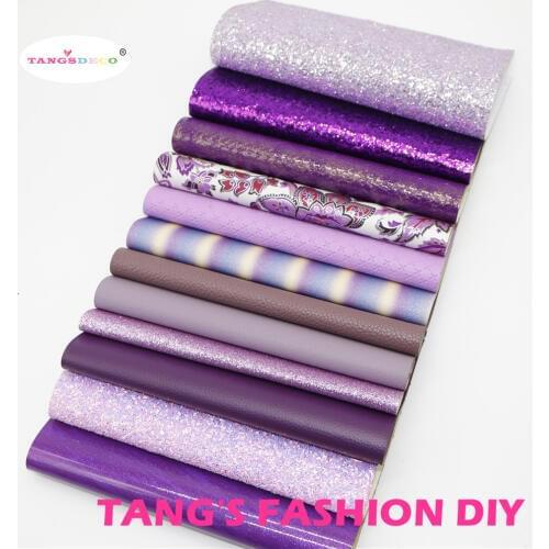 12pcs--- 20X22CM DIY Hair Bow Material Purple Color Mix DIY PU synthetic Leather Set