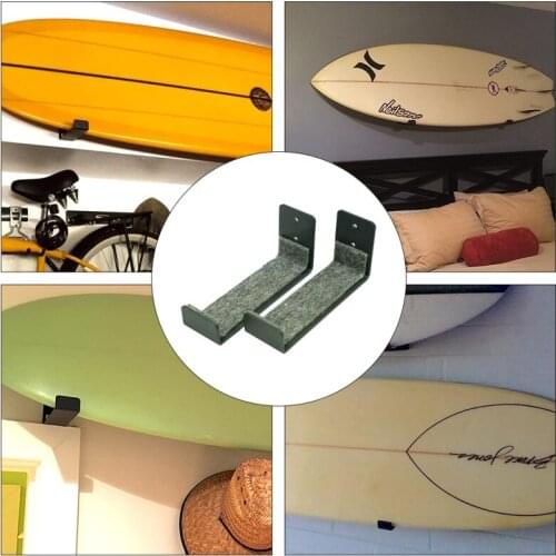 2PCS Black Surfboard Fixing Wall Hanging Display Stand Iron Hook Easy with Foam Protection Pad Surfboard Install Storage Rack