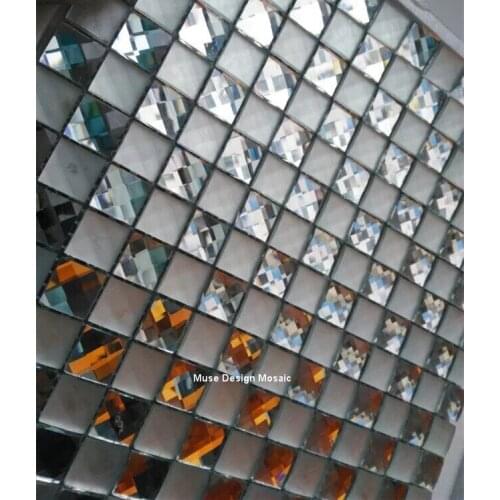 20mm 13 facets Shiny Matte mix Diamond Mirror Glass Mosaic Tile, Bathroom Shower Room Wall Sticker Showroom display Cabinet DIY