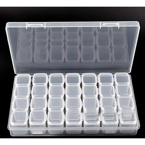28 Grid Compartment Transparent Medicine Box Jewellery Packing Plastic Removable Box Nail Art Tool Storage Case