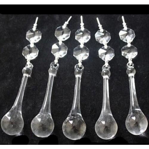 50pcs 20*80mm Crystal Raindrop+1 Octagon Bead Glass Chandelier Prism Suncatchers Crystal Prism Pendant For Lighting DIY