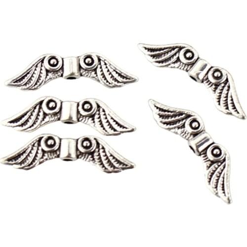 50 Pcs Angel Wing Spacer Metal Charm Beads for DIY Bracelets Necklace Jewellery AXYD
