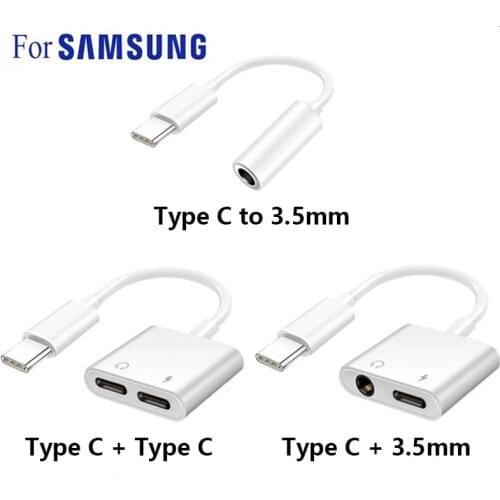 For Samsung Galaxy S21 S20 Note 20 Ultra Note 10 Plus Type C Adapter 2 In 1 3.5 Jack Audio Charger Splitter Dual USBC Converter