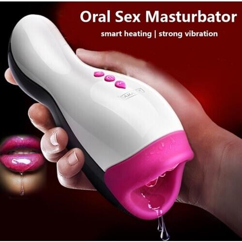 Automatic Telescopic Heating Masturbation Cup Vibrator Men Erotic Sex Toys Glans Penis Delay Trainer Voice Masturbation Device