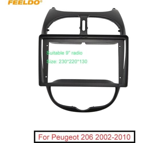 FEELDO Car Stereo 2Din 9" Big Screen Fascia Frame Adapter For Peugeot 206 2002-2010 Audio Dash Panel Frame Fitting Kit