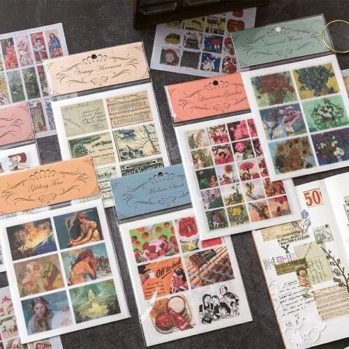 12 Sheets Old Time Series Washi Paper Scrapbooking Decorative Stickers Aesthetic Paper Sticker Flakes Stationary Accessories
