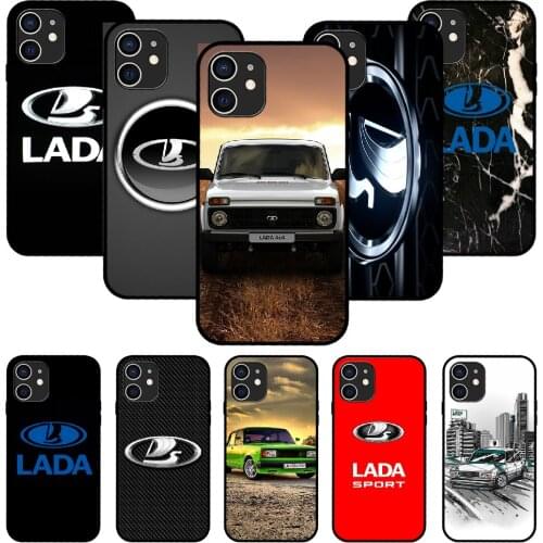 For iPhone 11 12 8 Plus Mini Pro X XR XS Max 4 5 7 6 6S 8 SE Phone Case Black Cover Prime Fashion Funda 3D Lada Russian Car