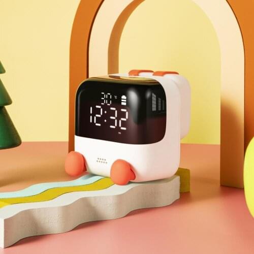 Digital Alarm Clock Voice Control Clock Electronic Desk Clock LED Temperature Display for Bedroom Living Room with Night Light