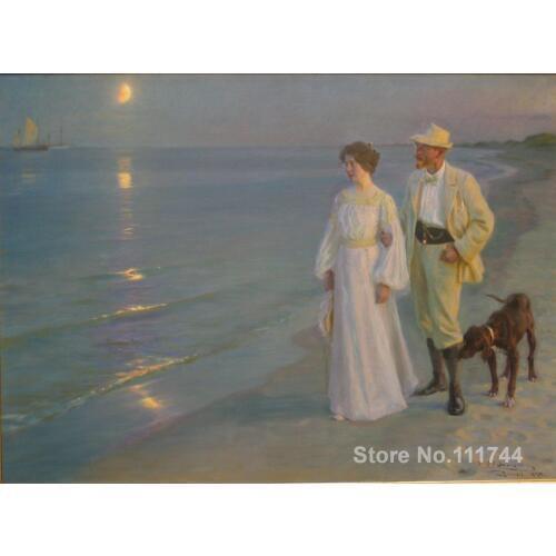Danish art Summer evening on Skagens beach Peder Severin Kroyer paintings for sale High quality Hand painted