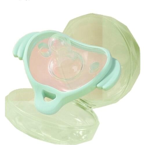 Baby Silicone Pacifier+Storage Box Set Infant Teething Chewing Soother Comfort Appease Nipple+Teether Dust Cover