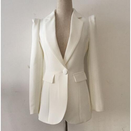 Europe explosions blazer womens Slim was thin in the long paragraph shrug a button white suit female jacket OL outerwear wq2287