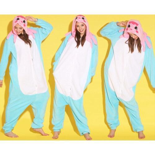 Adults Polar Fleece Kigurumi Octopus Animal Costume Halloween Carnival Party Cosplay Onesies