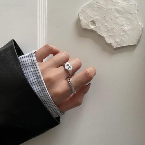 Teen Girls Rings Bowknot Heart Opening Adjustable For Women Chain Letter Fashion Punk Design Female Girlfriend Jewelry BOYULIGE