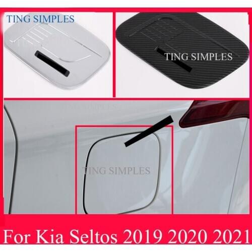For Kia Seltos 2019 2020 2021ABS Chrome/Carbon fiber fuel tank cap cover car-styling trim oil fuel cap protective Car Accessorie