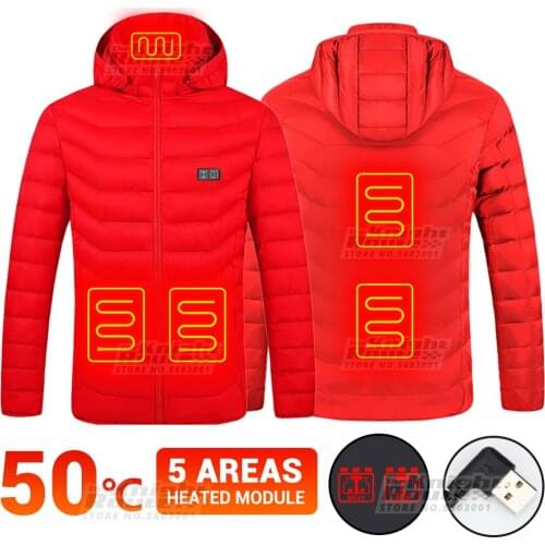 Electric Heated Jacket 5 Area Thermal Warm Clothes Motorcycle Jacket USB Heated Vest Moto Riding Biker Coat Autumn Winter Women
