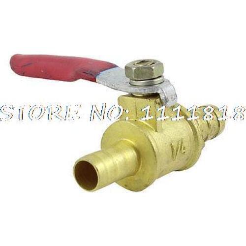 Red Lever Handle 6mm Diameter Hose Tail Brass Gas Ball Valve