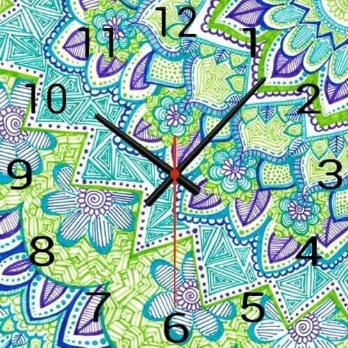 Wall Clock Lime Modern Kitchen Clock Watch Home Decor Living Room Clock motion Wall Art Timepieces Gree Flower